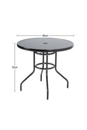Garden Sanctuary 4-Seater Round Garden Dining Table Bistro Set in Black - thumbnail 5
