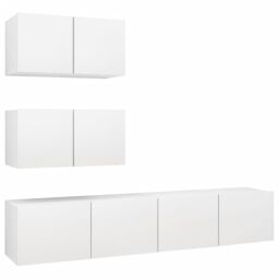 Berkfield Home 4 Piece TV Cabinet Set White Engineered Wood - thumbnail 2