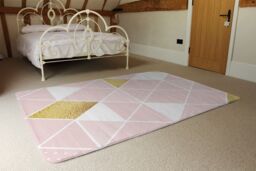 Benjamin Tate Design Pink & Gold Geometric Rug in Natural - Size: Large - thumbnail 3
