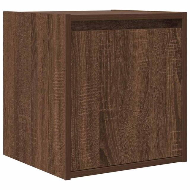 Berkfield Home Wall-Mounted Bedside Cabinet Brown Oak 38x34x40 cm - Size: 38 x 34 x 40 cm - image 1
