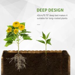 OUTSUNNY Raised Flower Bed Wooden Rectangualr Planter Container Box Large Garden Wood in Natural - thumbnail 6