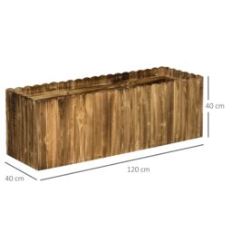 OUTSUNNY Raised Flower Bed Wooden Rectangualr Planter Container Box Large Garden Wood in Natural - thumbnail 5