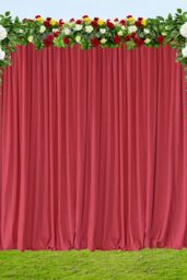 Neel Blue 3x3 Metres Curtain Backdrop, Polyester Fabric Drapes in Red - Size: 300 cm - thumbnail 3