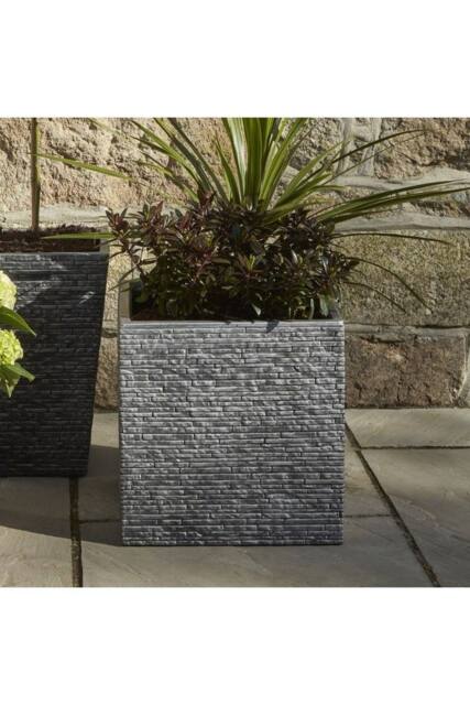 KDMD Pewter Square Slate Effect Planter 39cm in Grey - image 1