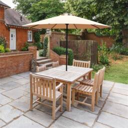Nordara Khaki 2.7M Garden Parasol Lightweight Patio Sun Shade Umbrella - thumbnail 6