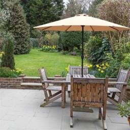Nordara Khaki 2.7M Garden Parasol Lightweight Patio Sun Shade Umbrella - thumbnail 5