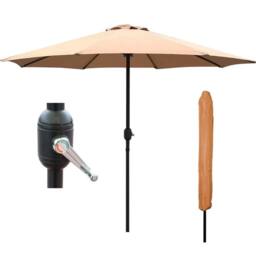 Nordara Khaki 2.7M Garden Parasol Lightweight Patio Sun Shade Umbrella - thumbnail 1