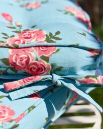 Dibor Set of 4 Floral Blue Summer Outdoor Garden Chair Seat Pad Box Cushions W45 x L45cm - Size: 45 cm x 45 cm - thumbnail 5