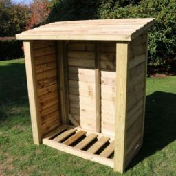 Churnet Valley Garden Furniture Ltd Heavy Duty Slatted Log Store - H150 cm - Min. Assembly Required in Brown - thumbnail 2