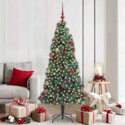 Berkfield Home Artificial Pre-lit Christmas Tree with Ball Set Green 180 cm - thumbnail 1