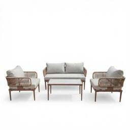Artemis Home Soveria Outdoor Conversation Set - 2 Seat Sofa, 2 x Chairs + Table in Brown - thumbnail 3