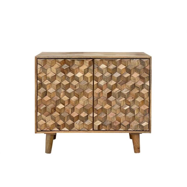 Jaipur Furniture Ltd Geometric Small Sideboard - Mango Wood - L45 x W93 x H77 cm - Mango Light Finish in Brown - image 1