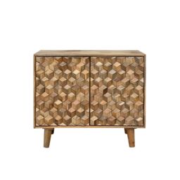 Jaipur Furniture Ltd Geometric Small Sideboard - Mango Wood - L45 x W93 x H77 cm - Mango Light Finish in Brown - thumbnail 1