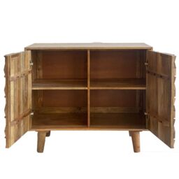Jaipur Furniture Ltd Geometric Small Sideboard - Mango Wood - L45 x W93 x H77 cm - Mango Light Finish in Brown - thumbnail 4