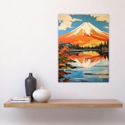 Artery8 Mount Fuji Reflecting In Lake Kawaguchi Waters Oil Painting Japan Sacred Volcano Mountain Large Wall Unframed Art Poster Print Thick Paper - thumbnail 4