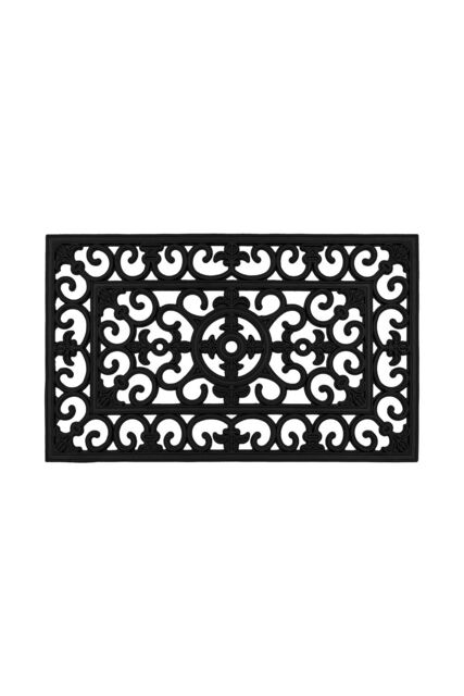 JVL Lexi Wrought Iron Effect Rubber Doormat 45x75cm in Black - Size: 45 cm x 75 cm - image 1