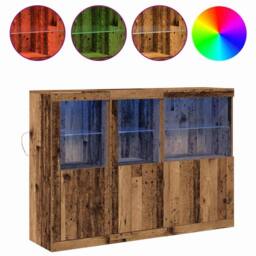 Berkfield Home Sideboard with LED Lights Old Wood 142.5x37x100 cm Engineered Wood in Brown - thumbnail 4