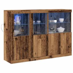 Berkfield Home Sideboard with LED Lights Old Wood 142.5x37x100 cm Engineered Wood in Brown - thumbnail 3