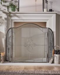 Dibor Black & Nickel Coal, Log, Kindling Bucket with Silver Three-Fold Firescreen - thumbnail 3