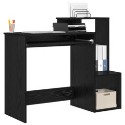 Berkfield Home Black Oak Computer Desk Black Oak Engineered wood, MDF Medium - thumbnail 3
