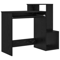Berkfield Home Black Oak Computer Desk Black Oak Engineered wood, MDF Medium - thumbnail 2