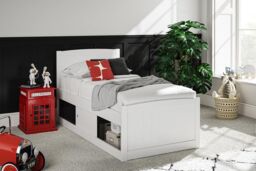 Time4sleep Maxistore 3 Door Black Wooden Storage Single Bed Frame in White - thumbnail 4