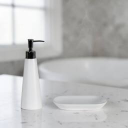 Showerdrape Alto White 2 Set - Liquid Soap Dispenser & Soap Dish - thumbnail 1