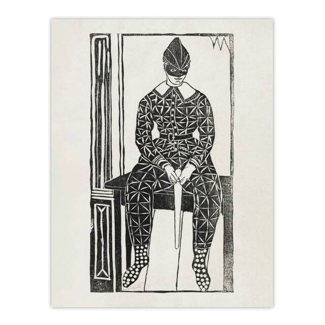"Artery8 Harlequin Clown Portrait De Mesquita Wall Art Poster Print in White - Size: W12"" x H16""" - image 1