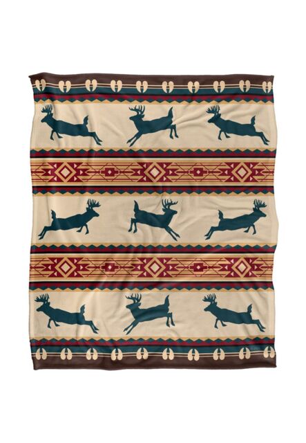 JQ Licensing Southwest Lodge Deer Silky Touch Super Soft Throw Blanket 152 X 127 cm in White - image 1