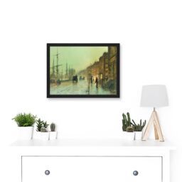 Artery8 John Atkinson Grimshaw Glasgow Docks 1881 Old Master Painting Artwork Framed Wall Art Print A4 in Black - thumbnail 2