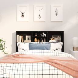 Berkfield Home Headboard Cabinet Black 120x19x103.5 cm - thumbnail 3