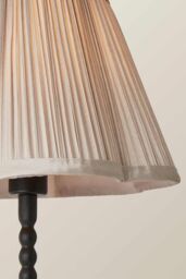 ValueLights Maeve Pleated Faux Silk Scallop Shade Matte Black Bobbin Bobble Table Lamp in Light Grey - thumbnail 4