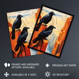 "Artery8 Grand Canyon Crows Birds Abstract Minimalist Landscape Artwork Painting Unframed Wall Art Print Poster Home Decor Premium - Size: W12"" x H16""" - thumbnail 2