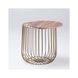 Lemon Pavilion Furniture Enzo Small Cage Table - W39 x H42 cm - Gold Frame/Oak Finish Top - Size: 1 Pack - thumbnail 2