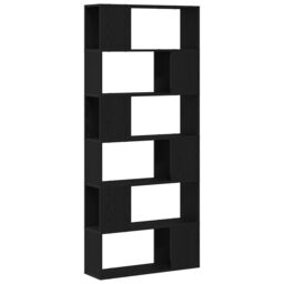 Berkfield Home Book Shelf Black Oak 80x24x186 cm Engineered Wood - Size: 80 x 24 x 186 cm - thumbnail 7
