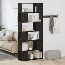 Berkfield Home Book Shelf Black Oak 80x24x186 cm Engineered Wood - Size: 80 x 24 x 186 cm - thumbnail 1