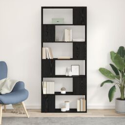 Berkfield Home Book Shelf Black Oak 80x24x186 cm Engineered Wood - Size: 80 x 24 x 186 cm - thumbnail 4