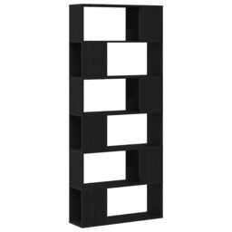 Berkfield Home Book Shelf Black Oak 80x24x186 cm Engineered Wood - Size: 80 x 24 x 186 cm - thumbnail 2
