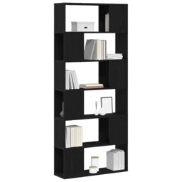 Berkfield Home Book Shelf Black Oak 80x24x186 cm Engineered Wood - Size: 80 x 24 x 186 cm - thumbnail 3