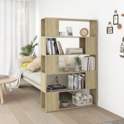 Berkfield Home Book Cabinet Room Divider Sonoma Oak 100x24x155 cm Engineered Wood in Brown - Size: 100 x 24 x 155 cm - thumbnail 1
