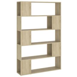 Berkfield Home Book Cabinet Room Divider Sonoma Oak 100x24x155 cm Engineered Wood in Brown - Size: 100 x 24 x 155 cm - thumbnail 2