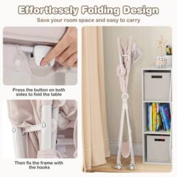 Gymax Folding Baby Changing Table Diaper Changing Station With Wheel & Shelf in Beige - thumbnail 6