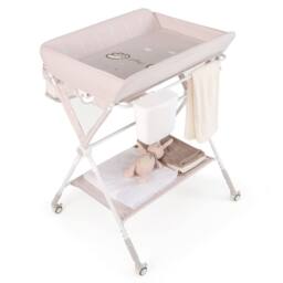 Gymax Folding Baby Changing Table Diaper Changing Station With Wheel & Shelf in Beige