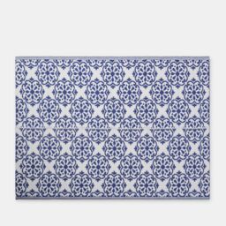 OHS Tiles Print Reversible Outdoor Garden Rug Waterproof Area Floor Mat in Blue - Size: 120 cm x 170 cm - thumbnail 5
