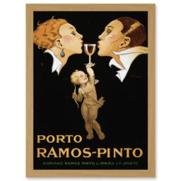 Artery8 Vincent Deco Ad Ramos Pinto Port Monica Apartment Friends Artwork Framed Wall Art Print A4 in Light Oak - thumbnail 1