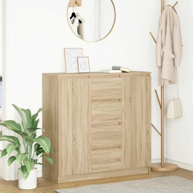 Berkfield Home Sideboard with Drawers Sonoma Oak 100.5x35x98.5 cm Engineered Wood in Brown - image 1