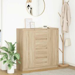 Berkfield Home Sideboard with Drawers Sonoma Oak 100.5x35x98.5 cm Engineered Wood in Brown - thumbnail 1