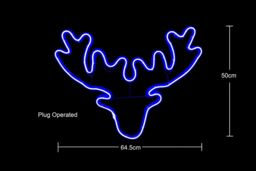 Shatchi Stag Head Neon Effect Rope Light Silhouette Double Side 90 Blue LEDs Christmas Outdoor in Natural - thumbnail 3