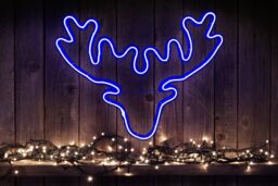 Shatchi Stag Head Neon Effect Rope Light Silhouette Double Side 90 Blue LEDs Christmas Outdoor in Natural - thumbnail 4