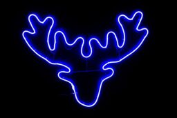 Shatchi Stag Head Neon Effect Rope Light Silhouette Double Side 90 Blue LEDs Christmas Outdoor in Natural